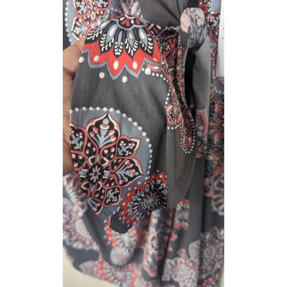 New Robbie Bee geometric faux wrap midi dress size 2X - Picture 9 of 12